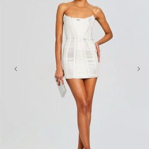 Retrofete Mirielle Silver and White Mini Dress Originally $1600